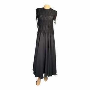 Night Way Collections Black Fringe Gown – Size S